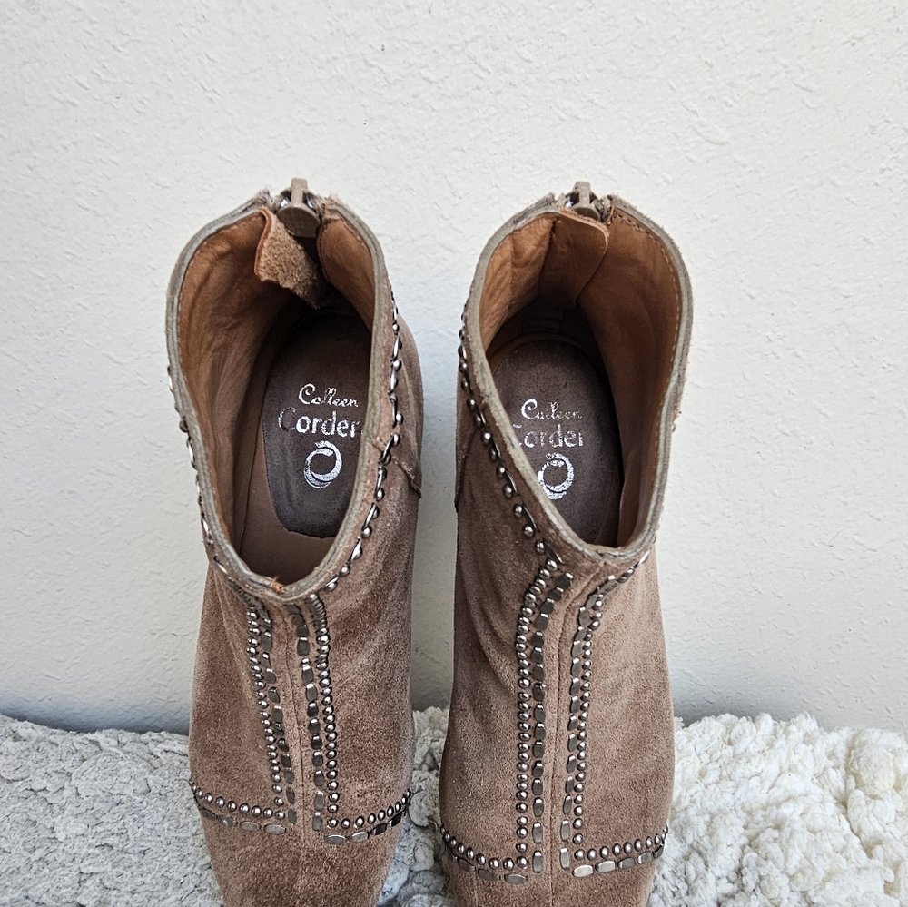 VINTAGE Suede Embellished Ankle Boots by Calleen Cordero - Picture 7 of 9